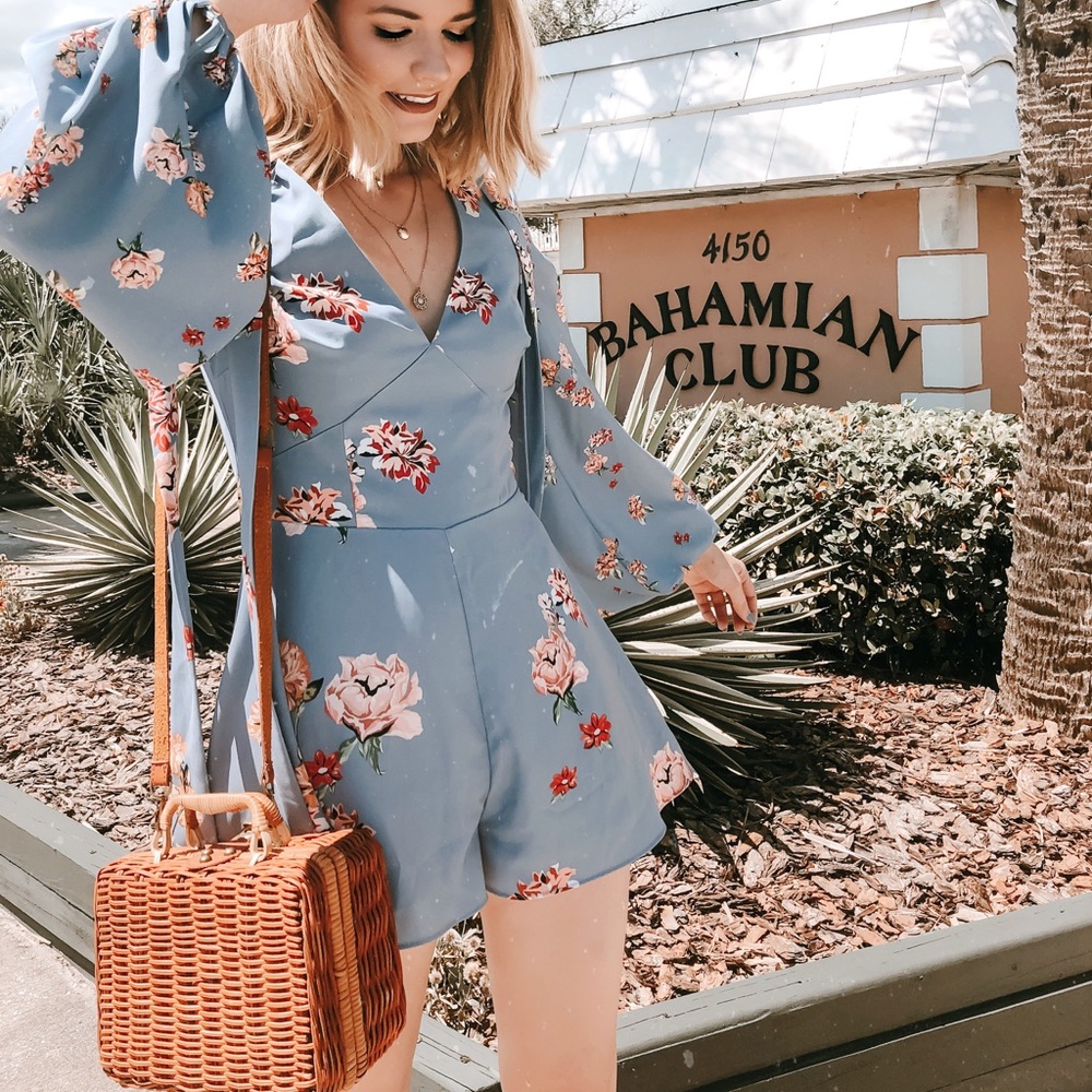 Blue floral romper